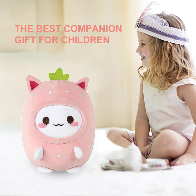 stocaggio Kids Travel Pillow - 2-in-1 Deformable Kids Neck Pillow for Traveling, Soft U-Shaped Pillow with Adorable Animal Design, Comfy Sleep and Play, Ideal for Airplanes and Traveling (Pink Strawberry) - Image 5
